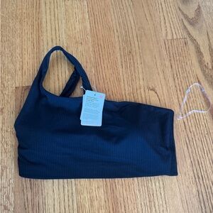Lululemon Black Ribbed Asymmetrical Yoga Bra